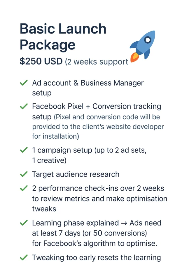 Facebook Ads Basic Launch Package